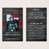 Carte de prière commémorative Rustic Firefighter (Devant & derrière)