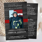 Carte de prière commémorative Rustic Firefighter