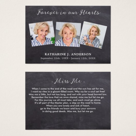 Carte de prière commémorative Rustique 3 Photo Sym (Devant & derrière)