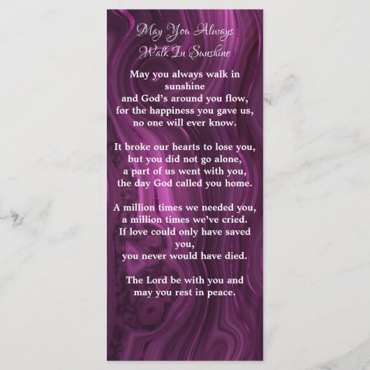 Carte de prière commémorative Signet funéraire mar (Dos)