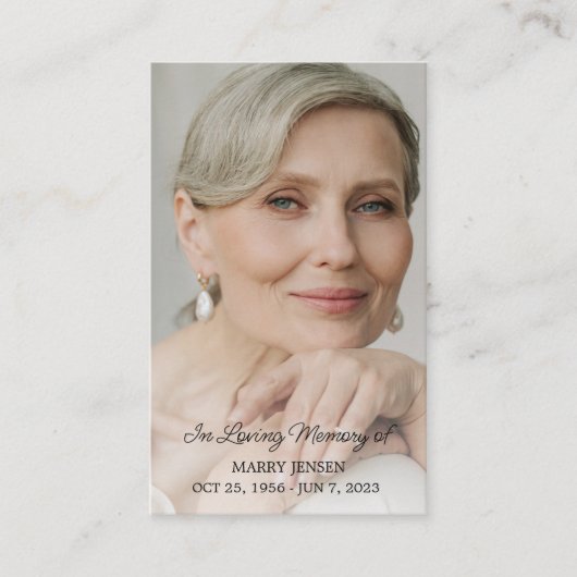 Carte de prière commémorative simple (Devant)