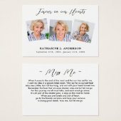 Carte de prière commémorative simple 3 photos (Devant & derrière)