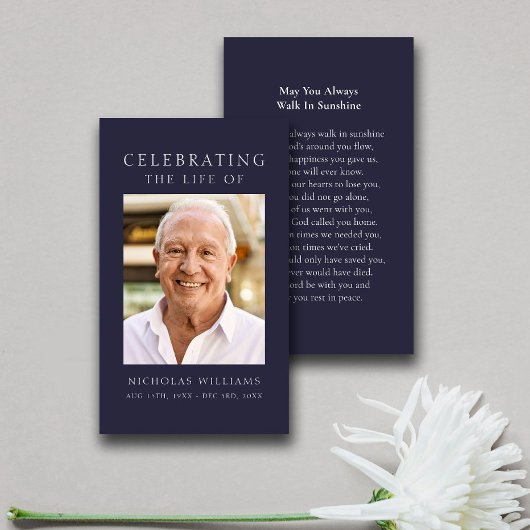 Carte de prière commémorative simple classique