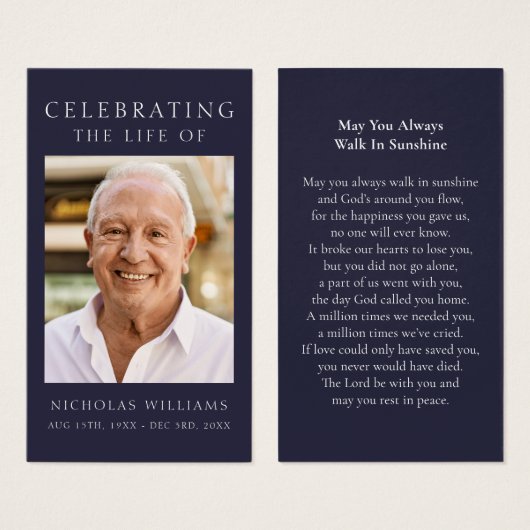 Carte de prière commémorative simple classique (Devant & derrière)