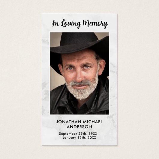 Carte de prière commémorative simple en marbre (Devant)