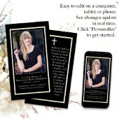 Carte de prière commémorative simple Gold Frame