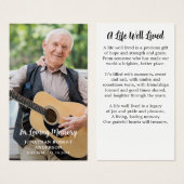 Carte de prière commémorative simple photo (Devant & derrière)