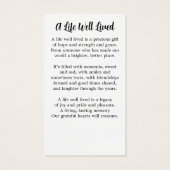 Carte de prière commémorative simple photo (Dos)