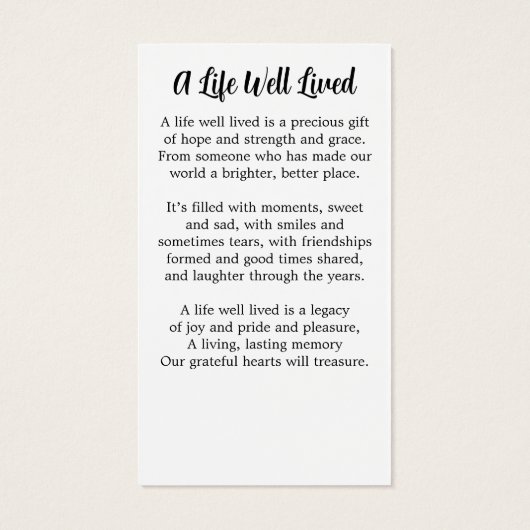 Carte de prière commémorative simple photo (Dos)