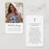 Carte de prière commémorative simple photo (Devant / Derrière)