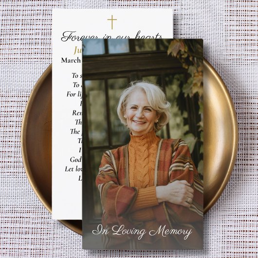 Carte de prière commémorative simple photo