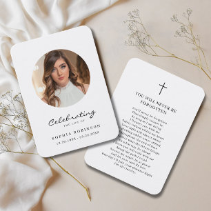 Carte de prière commémorative simple photo