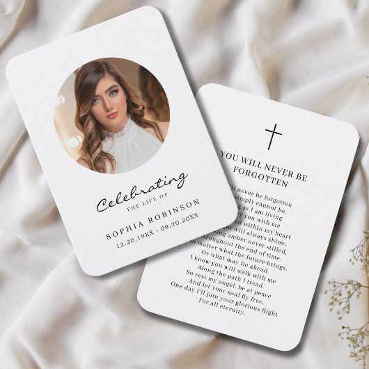 Carte de prière commémorative simple photo