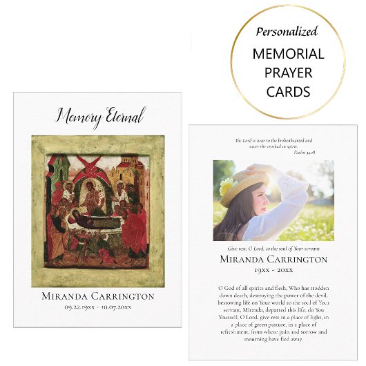 Carte de prière commémorative simple photo et icôn