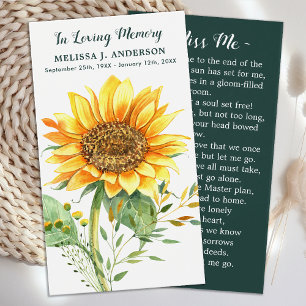 Carte de prière commémorative simple Sunflower