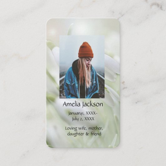 Carte de prière commémorative Snowdrops Fleurs de  (Devant)