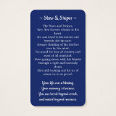 Carte de prière commémorative US Drapeau Étoiles e (Dos)