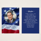 Carte de prière commémorative vétéran Photo Drapea (Devant & derrière)