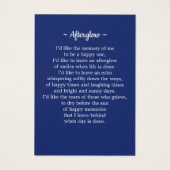 Carte de prière commémorative vétéran Photo Drapea (Dos)