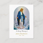 Carte de prière commémorative Vierge Marie et Rose (Devant)