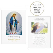 Carte de prière commémorative Vierge Marie et Rose