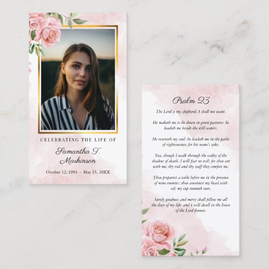 Carte de prière couleur Rose rose (Devant / Derrière)