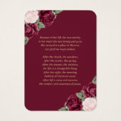 Carte de prière couleur rouge rose florale (Dos)