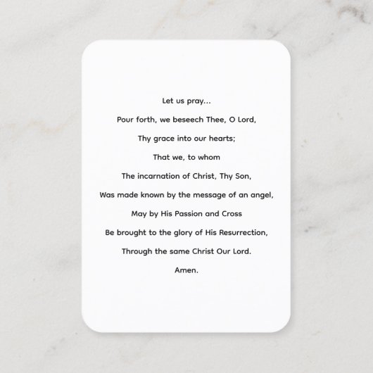 Carte de prière d'annonce (Dos)