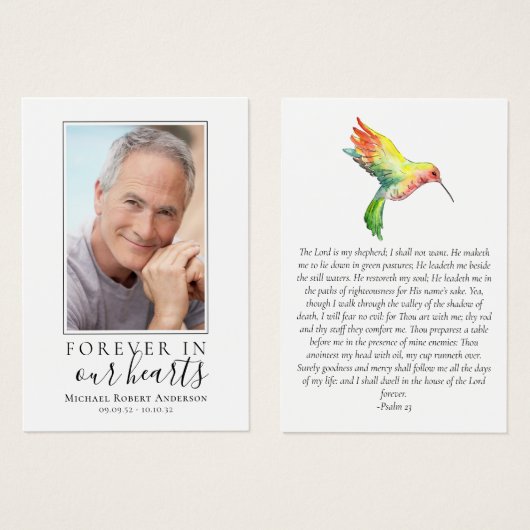 Carte de prière de colibri (Devant & derrière)