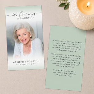 Carte de prière de condoléances avec photo pour cé