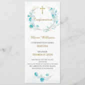 Carte de prière de confirmation Aqua personnalisée (Devant)