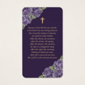 Carte de prière de Croix d'or violet Rose (Dos)