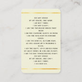 Carte de prière de croix funéraire crème beige (Dos)