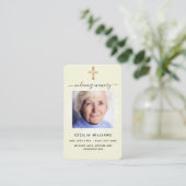 Carte de prière de croix funéraire crème beige (Debout devant)
