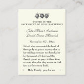 Carte de prière de Croix Mariage catholique (Dos)