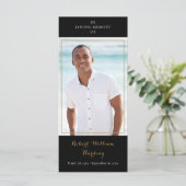 Carte de prière de deuil de funérailles photo noir (Debout devant)