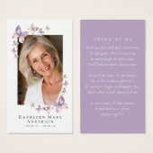 Carte de prière de deuil de photo de papillons (Devant & derrière)