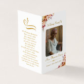 Carte de prière de dossier photo Gold Script Memor (Outside)