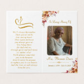 Carte de prière de dossier photo Gold Script Memor (Outside Unfolded)