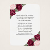 Carte de prière de fleurs rose rouge (Dos)