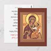 Carte de prière de la Mère de Dieu des Sept Lacs (Devant / Derrière)