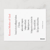 Carte de prière de la Mère de Dieu Korsun (Dos)