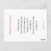 Carte de prière de la Nativité du Christ (Dos)