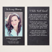 Carte de prière de la photo commémorative des funé (Devant & derrière)