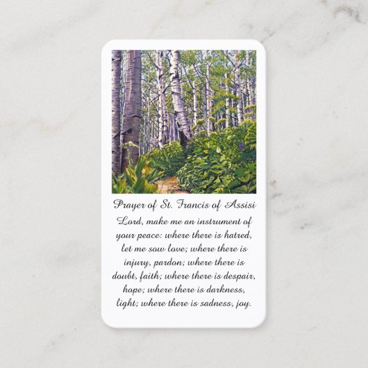 Carte de prière de la Saint François d'Assise (Devant)