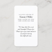 Carte de prière de la Saint François d'Assise (Dos)