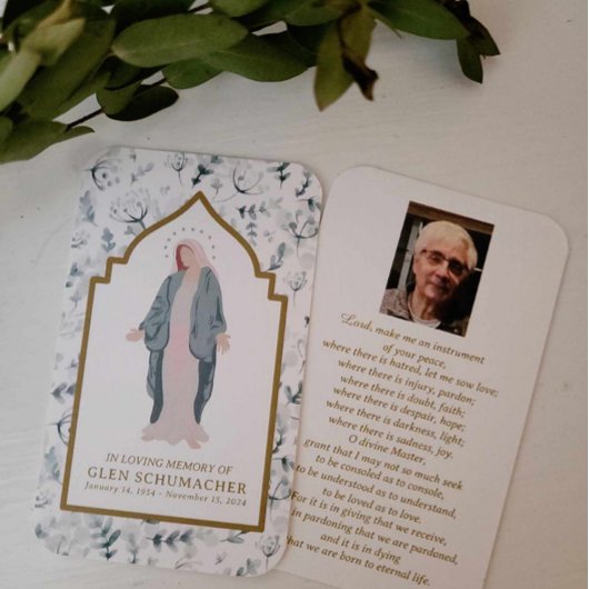 Carte de prière de la Sainte Mère Catholique Franç