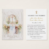 Carte de prière de mariage à l'autel de l'Église c (Devant & derrière)