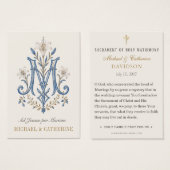 Carte de prière de mariage avec monogramme marian (Devant & derrière)