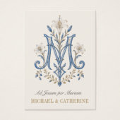 Carte de prière de mariage avec monogramme marian (Devant)